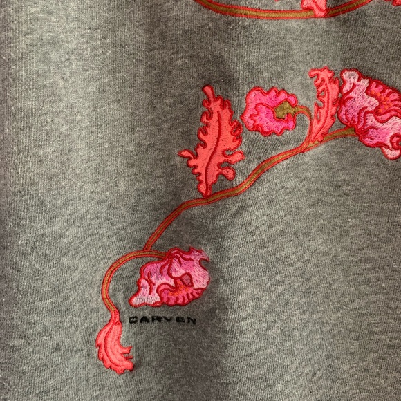 Carven Floral Grey Embroidered Cotton Sweatshirt - Picture 2 of 3